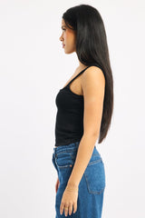 Black Tank Top Double Layered Rib