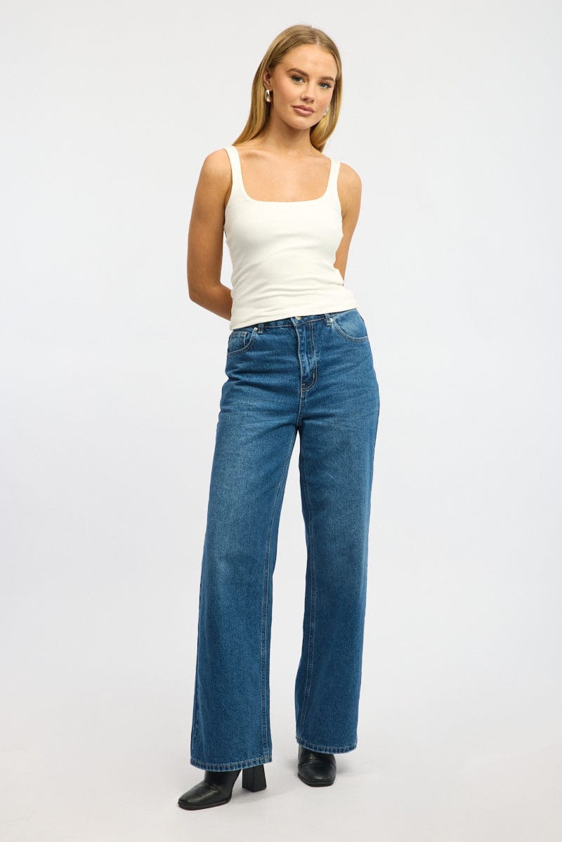 White Tank Top Double Layered Rib