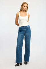 White Tank Top Double Layered Rib