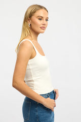White Tank Top Double Layered Rib