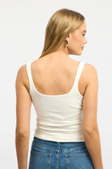 White Tank Top Double Layered Rib