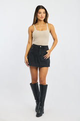 Brown Tank Top Double Layered Rib