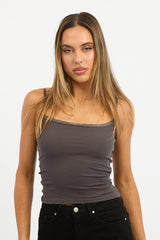 Grey Lace Tank Top Sleeveless