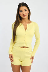 Yellow Knit Shorts