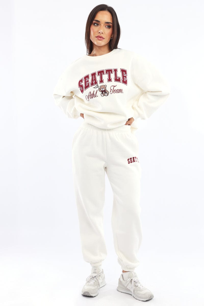 White Track Pants Jogger