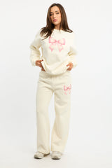 White Track Pants Wide Leg