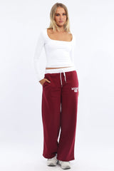 Red Track Pants Wide Leg