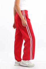 Red Track Pants Side Stripe