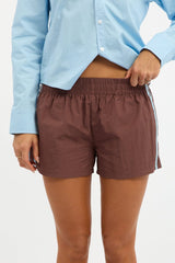 Brown Track Shorts Mid Rise