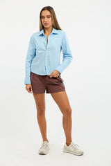 Brown Track Shorts Mid Rise