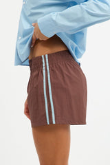 Brown Track Shorts Mid Rise