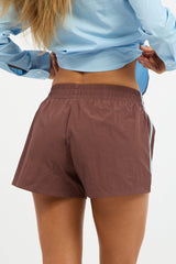 Brown Track Shorts Mid Rise