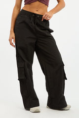 Black Cargo Pants High Rise