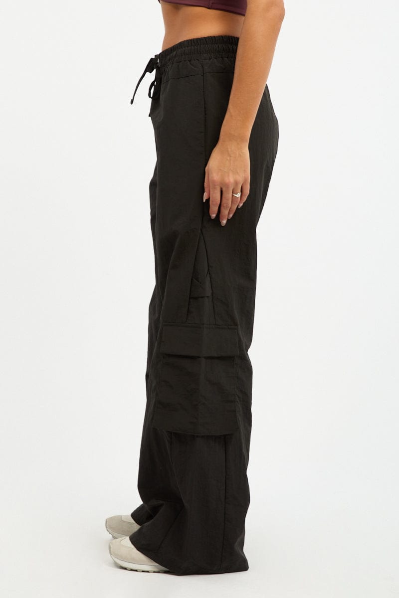 Black Cargo Pants High Rise