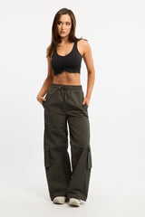 Grey Cargo Pants High Rise
