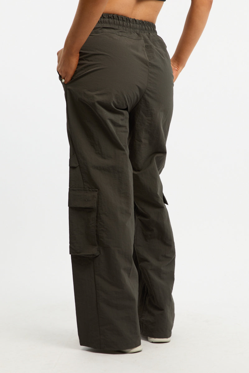 Grey Cargo Pants High Rise