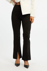Black Flare Leg Pants Front Split
