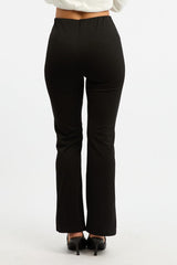Black Flare Leg Pants Front Split