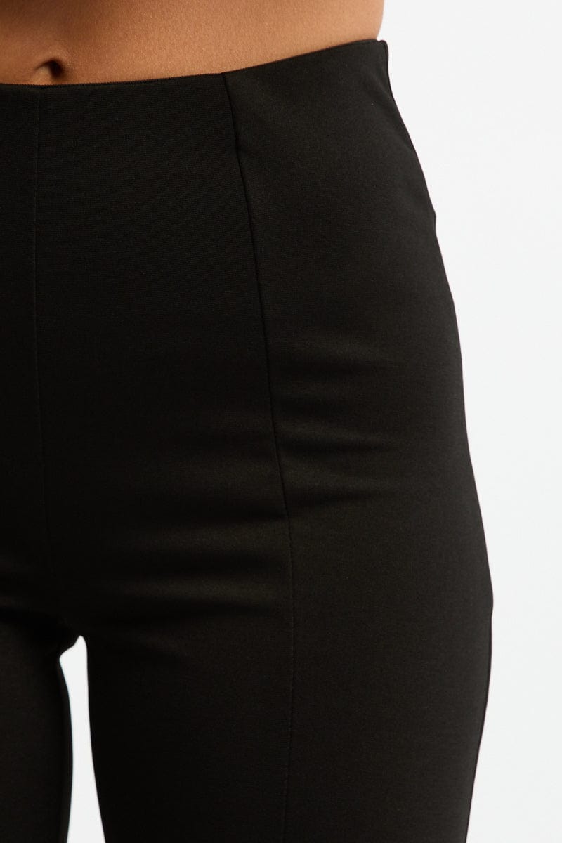 Black Flare Leg Pants Front Split