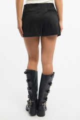 Black Skort Mini Skirt Suede
