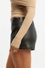 Black Skort Mini Skirt Faux Leather