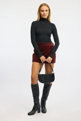 Red Skort Mini Corduroy Skirt