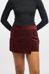 Red Skort Mini Corduroy Skirt