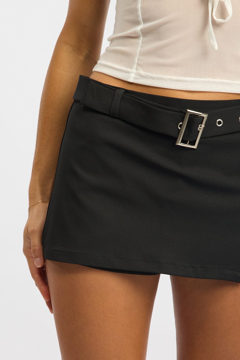 Black Mini Skort Belted