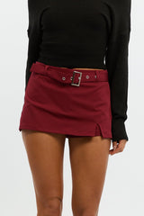 Red Mini Skort Belted