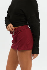 Red Mini Skort Belted