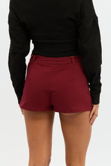 Red Mini Skort Belted