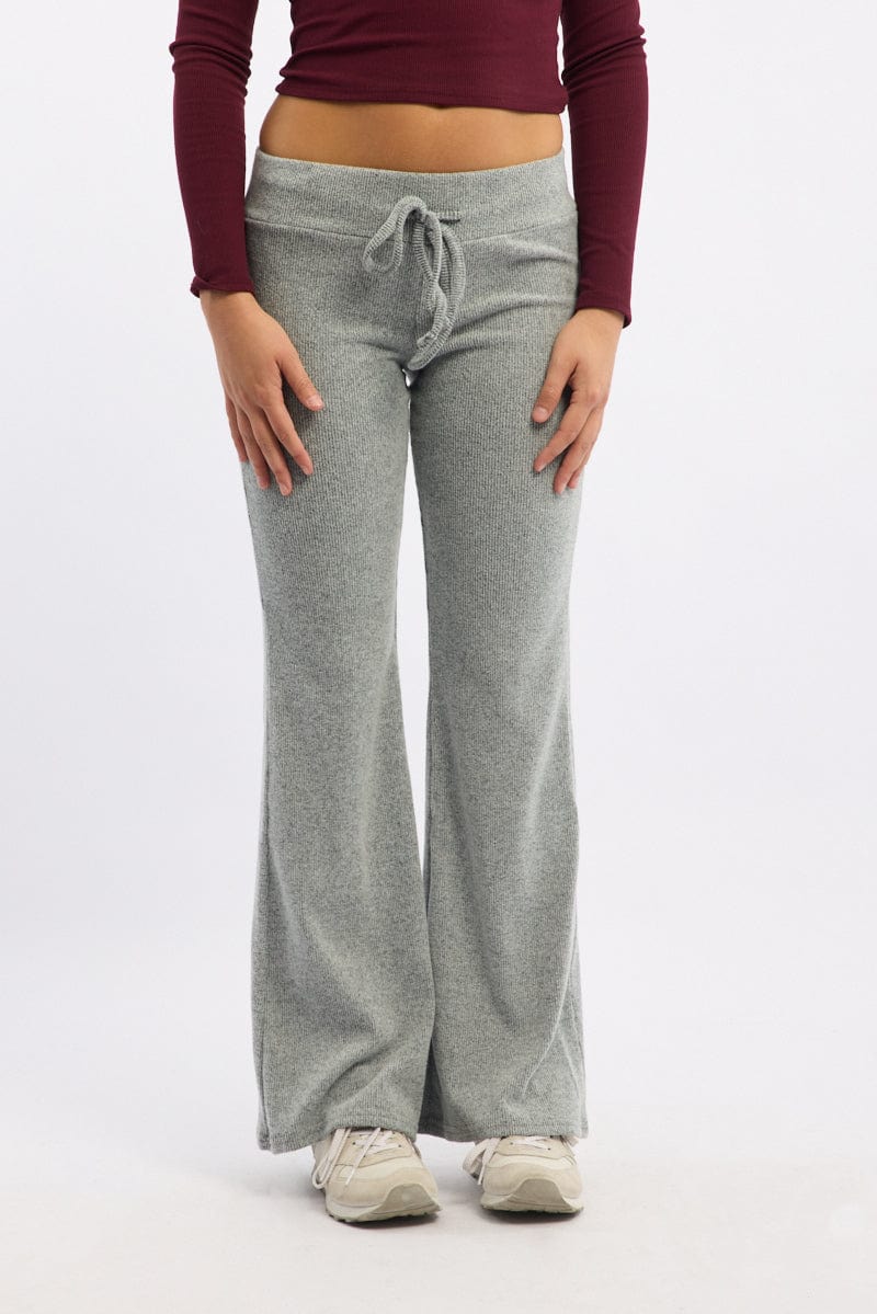 Grey Flare Leg Pants