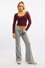 Grey Flare Leg Pants