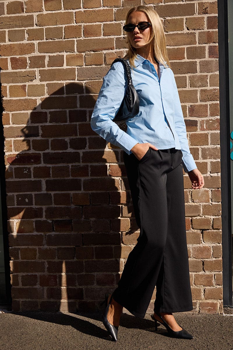 Black Wide Leg Pants Mid Rise