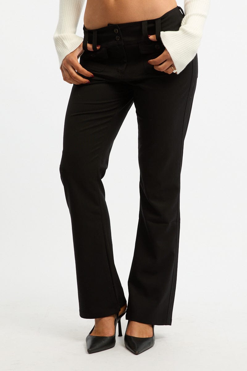 Black Low Rise Tailored Pants