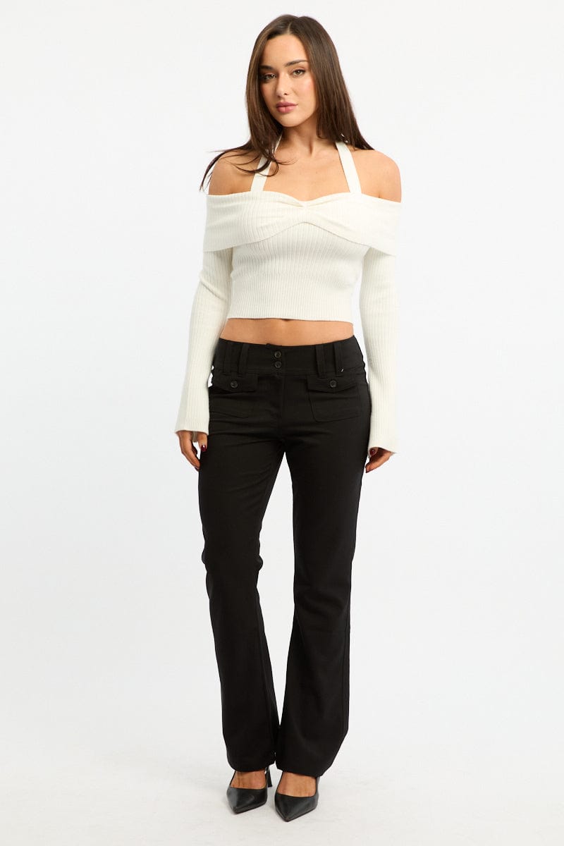 Black Low Rise Tailored Pants