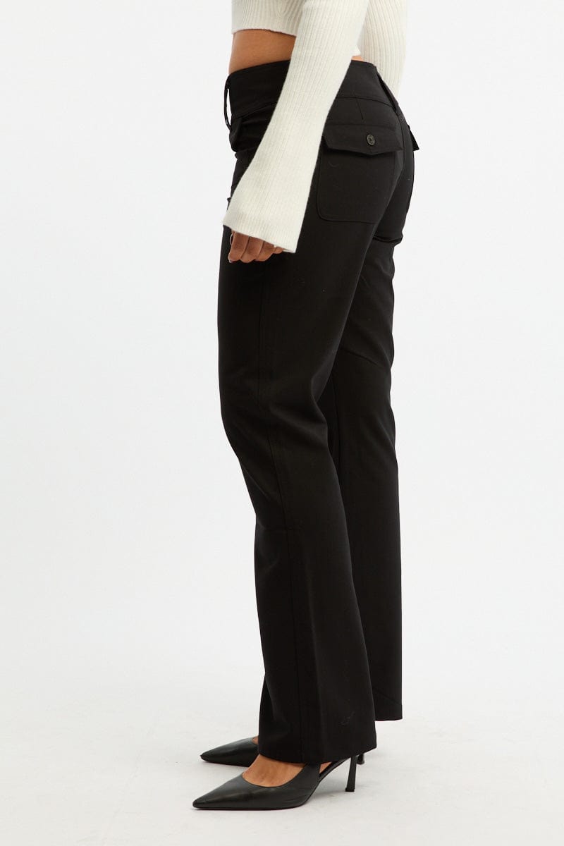 Black Low Rise Tailored Pants