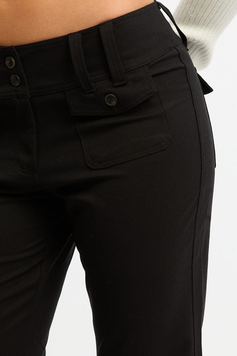 Black Low Rise Tailored Pants