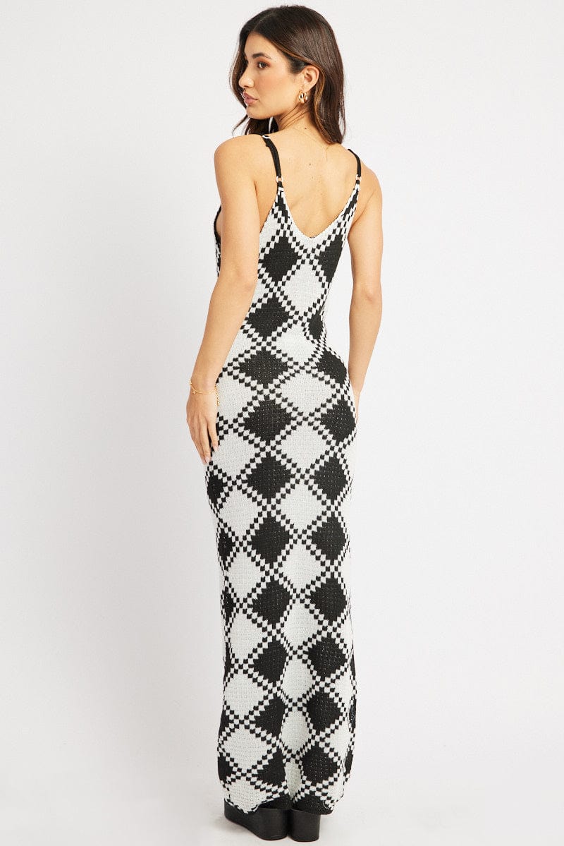 Black Check Beach Dress Cover Up
