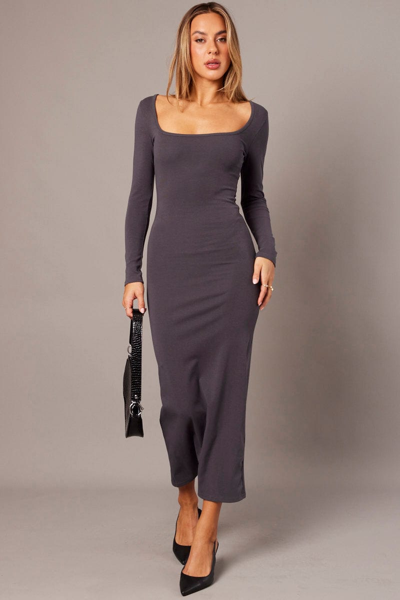 Grey Bodycon Dress Long Sleeve