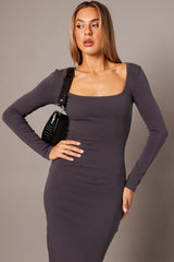 Grey Bodycon Dress Long Sleeve