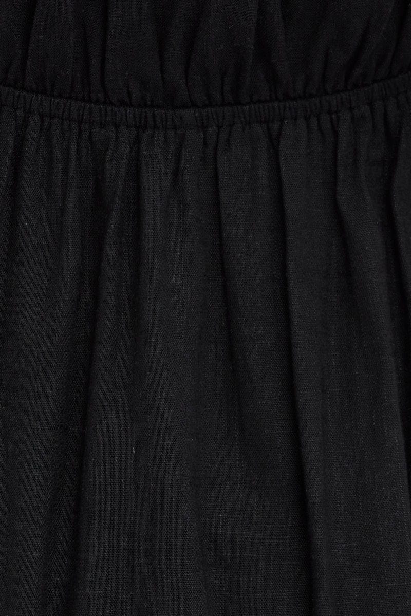 Black Fit And Flare Dress Puff Sleeve Mini