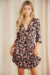 Print Skater Dress Long Sleeve Mini