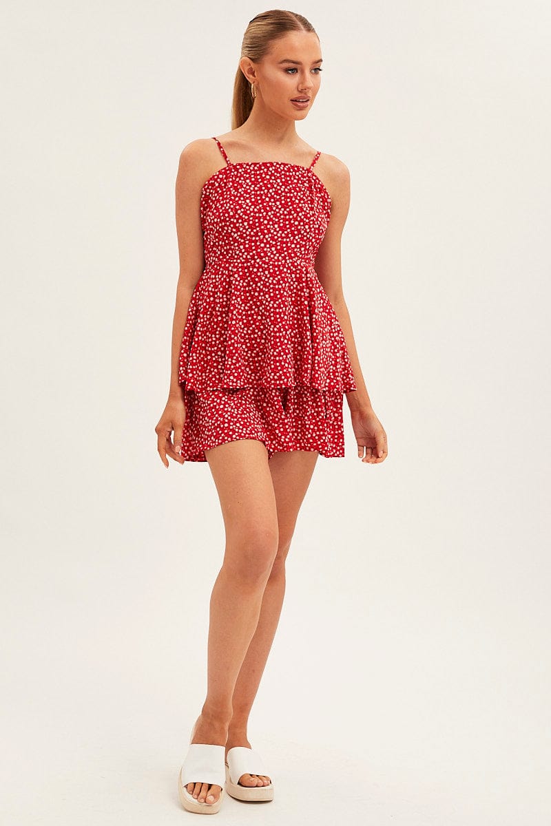 Red Geo Sleeveless Mini Dress