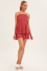 Red Geo Sleeveless Mini Dress