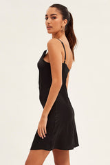 Black Cowl Neck Mini Dress