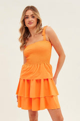 Orange Tie Shoulder Skater Dress