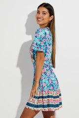 Green Boho Boho Wrap Mini Dress