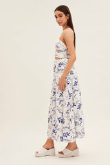 Blue Abstract Cut Out Maxi Dress