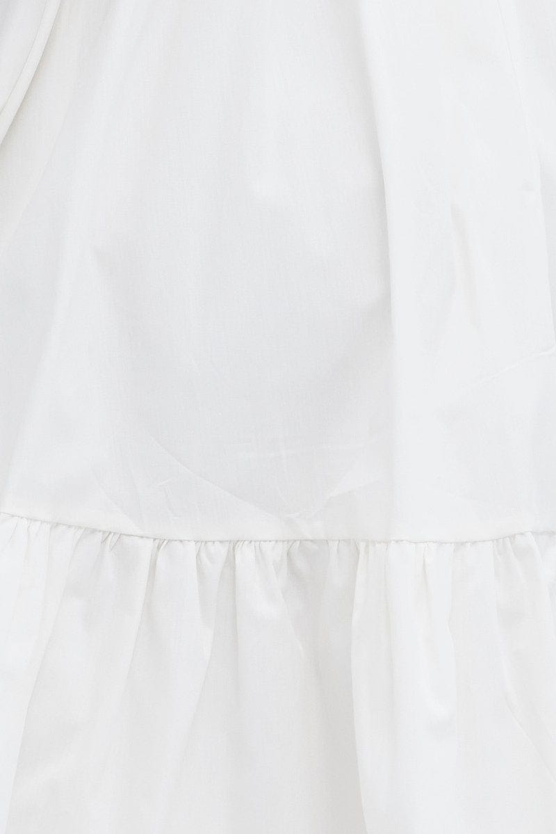 White Short Sleeve Sweetheart Neck Skater Dress